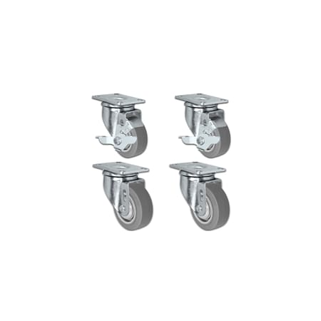 Casterhq 3"x1.25" Thermo Plastic Rubber Caster, 2 Locking Swivel, PK4 21CS314FX35X-01-2LS-2S